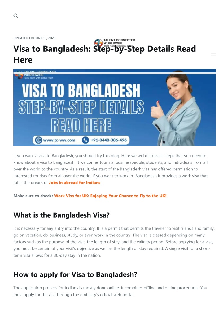 updated onjune 10 2023 visa to bangladesh step