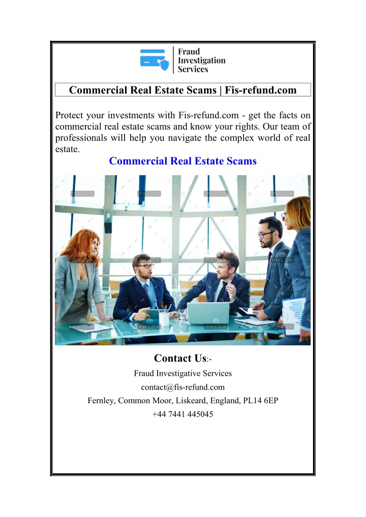 commercial real estate scams fis refund com