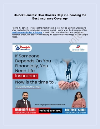 Unlock Benefits How Brokers Help in Choosing Best Insurance Coverage