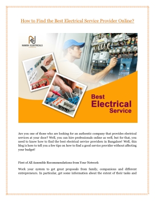 How to Find the Best Electrical Service Provider Online?