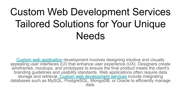 custom web development services tailored