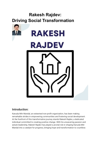 Rakesh Rajdev Driving Social Transformation