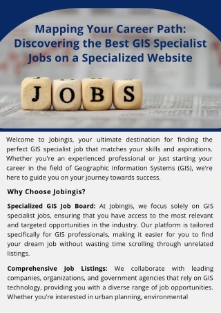 Mapping Your Career Path- Discovering the Best GIS Specialist Jobs on a Specialized Website