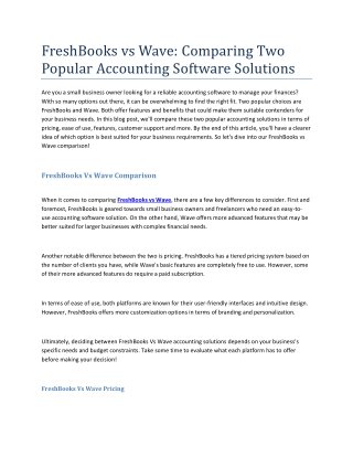 FreshBooks vs Wave- Comparing Two Popular Accounting Software Solutions