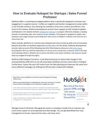 how to evaluate hubspot for startups sales funnel
