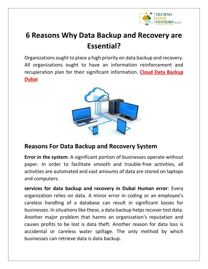 6 reasons why data backup and recovery