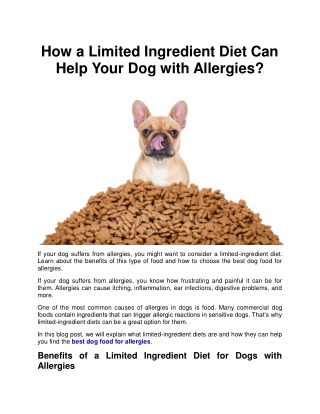 How a Limited Ingredient Diet Can Help Your Dog with Allergies