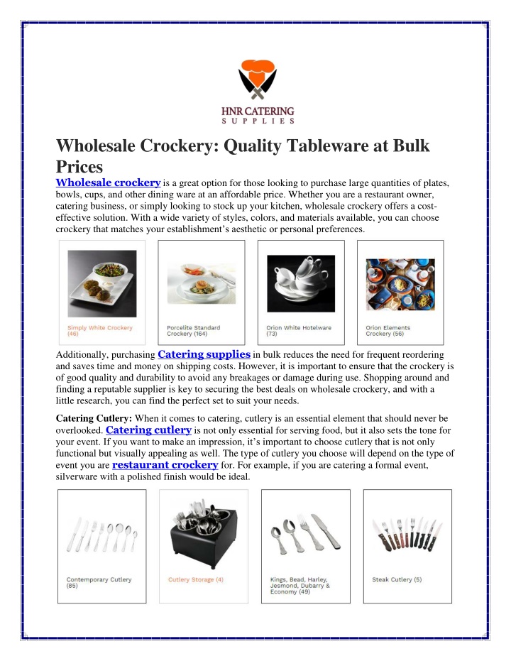 wholesale crockery quality tableware at bulk