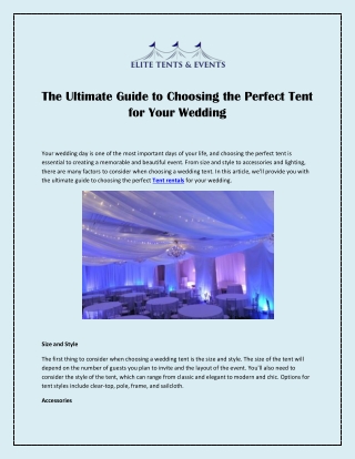 The Ultimate Guide to Choosing the Perfect Tent for Your Wedding
