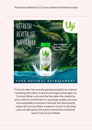 The Science Behind UJI Coconut Water's Nutritional Value