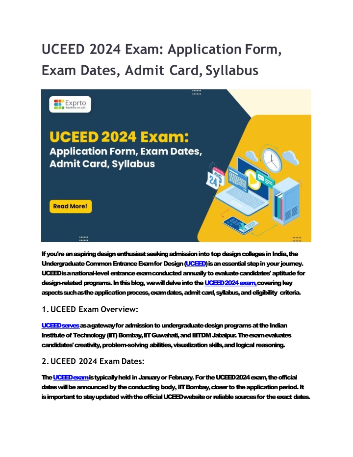 PPT UCEED 2024 Exam Application Form, Exam Dates, Admit Card
