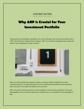 Why ARP is Crucial for Your Investment Portfolio