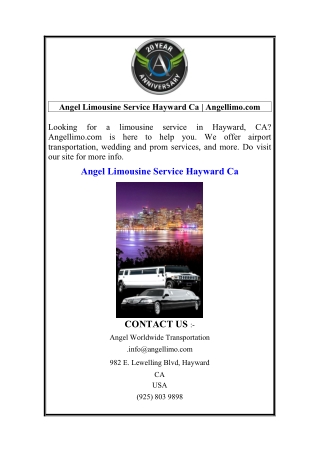 Angel Limousine Service Hayward Ca  Angellimo.com