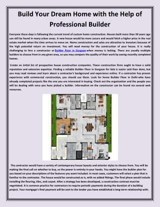 Build Your Dream Home with the Help of Professional Builder