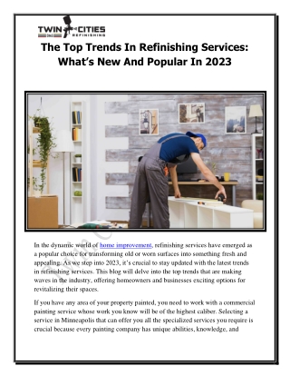 The Top Trends In Refinishing Services