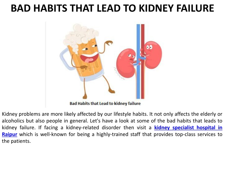 bad habits that lead to kidney failure