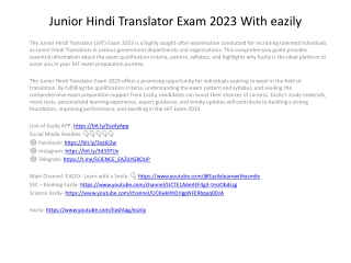 Junior Hindi Translator Exam 2023 With eazily