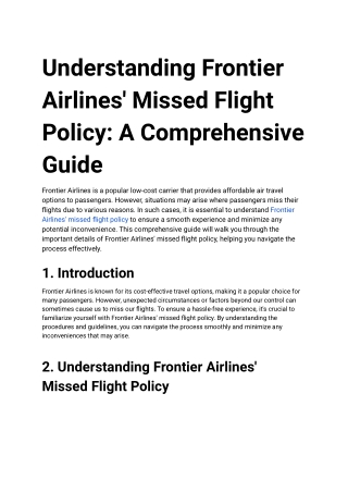 Understanding Frontier Airlines' Missed Flight Policy_ A Comprehensive Guide