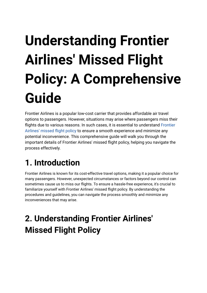 understanding frontier airlines missed flight