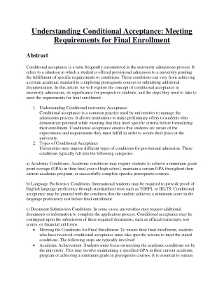 understanding conditional acceptance meeting
