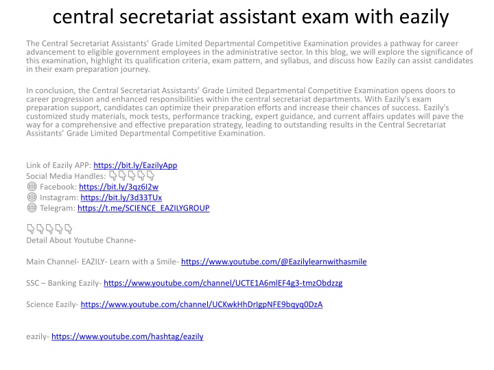 central secretariat assistant exam with eazily