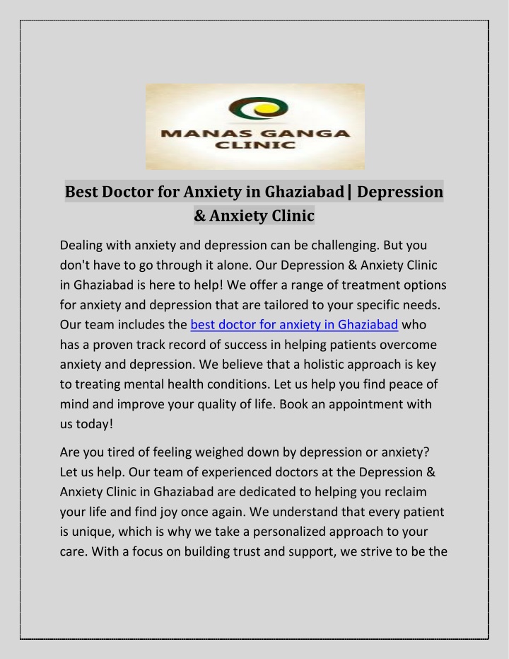 best doctor for anxiety in ghaziabad depression