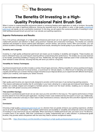 The Benefits Of Investing in a High-Quality Professional Paint Brush Set