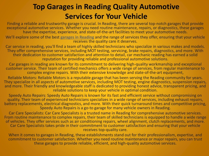 top garages in reading quality automotive services for your vehicle
