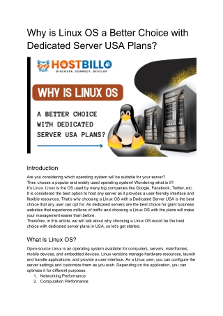 Why Linux OS is a Better Choice with Dedicated Server USA Plans