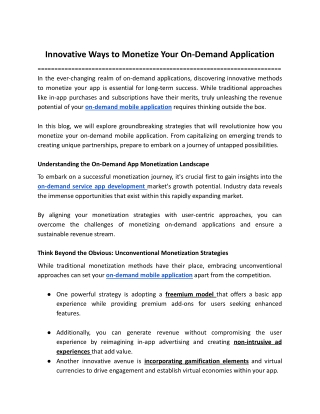 innovative ways to monetize your on demand