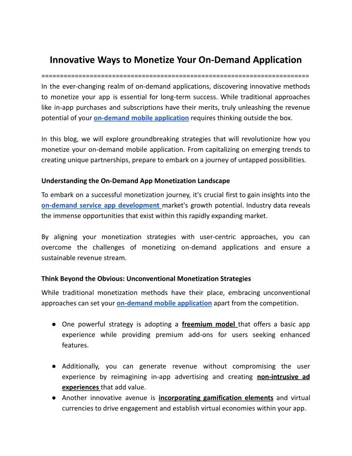 innovative ways to monetize your on demand