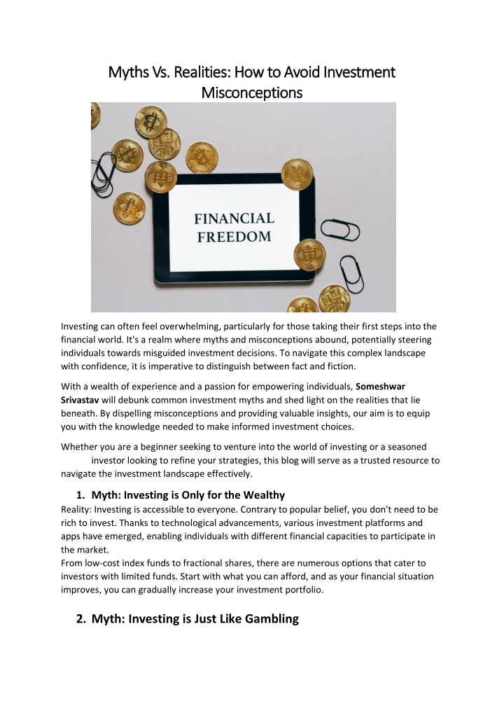 myths vs realities how to avoid investment myths