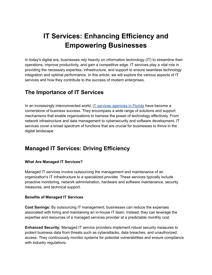 it services enhancing efficiency and empowering