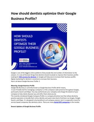 How should dentists optimize their Google Business Profile