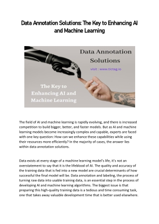 Data Annotation Solutions The Key to Enhancing AI and Machine Learning