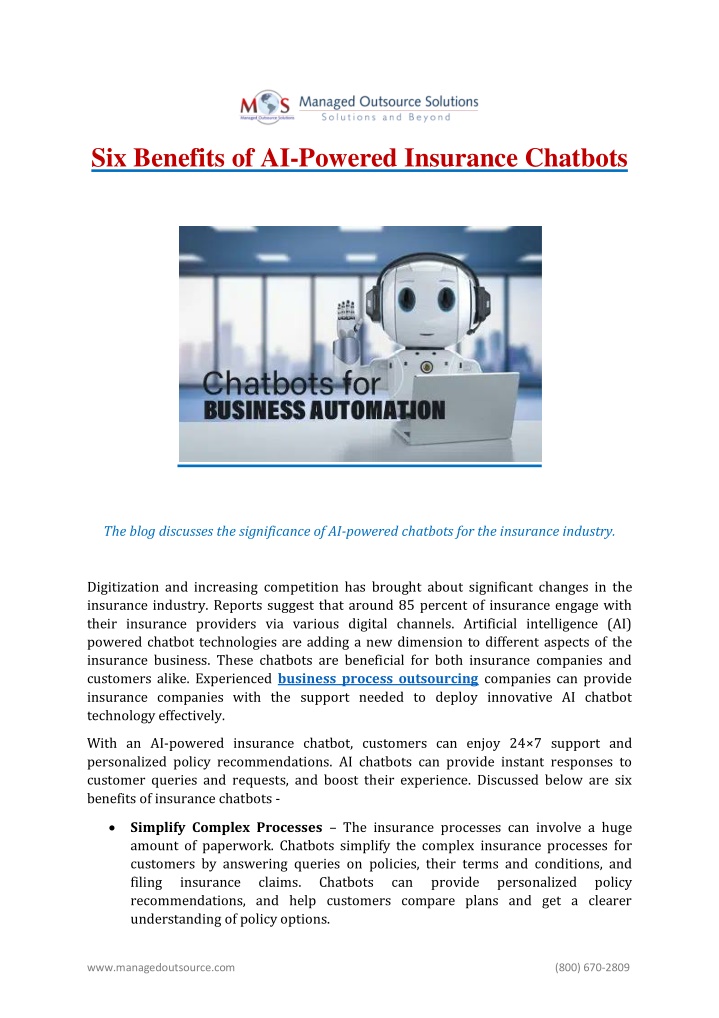 six benefits of ai powered insurance chatbots