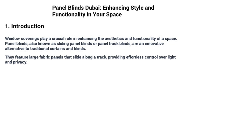 panel blinds dubai enhancing style