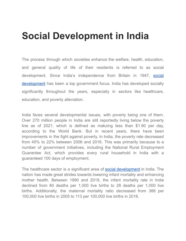 social development in india