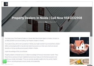 Property Dealers In Noida | Call Now 9582232908