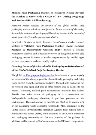 molded pulp packaging market by research nester