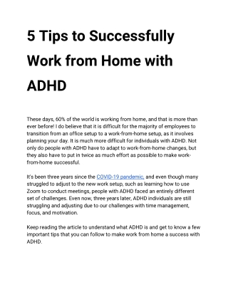 5 tips to successfully