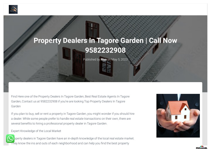 property dealers in tagore garden call