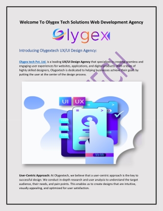 Olygex tech Pvt. Ltd. the UX-UI Design Agency