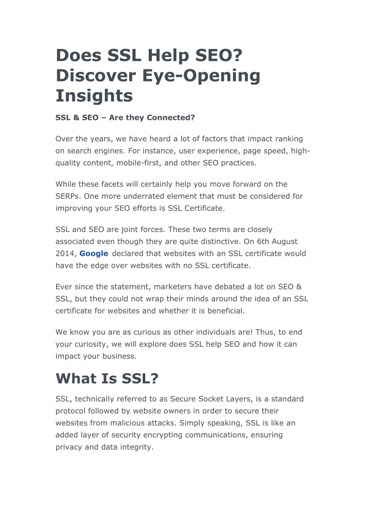 does ssl help seo discover eye opening insights
