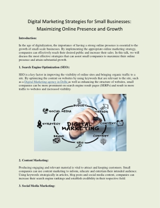 Digital Marketing Strategies for Small Businesses- Maximizing Online Presence and Growth