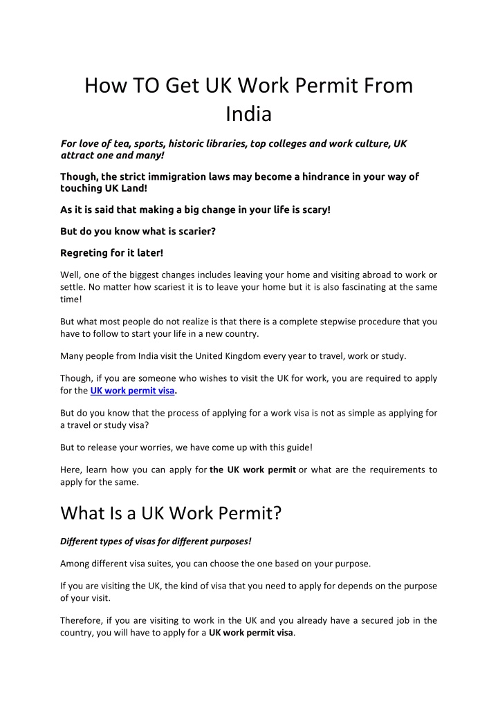 how to get uk work permit from india