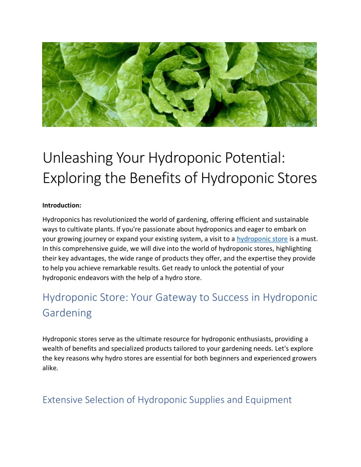 unleashing your hydroponic potential exploring