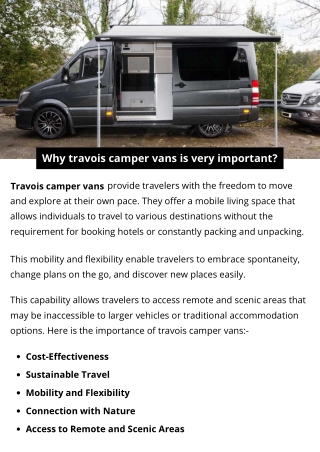Why travois camper vans is very important