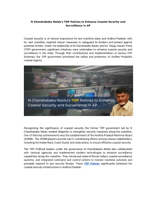 N Chandrababu Naidu's TDP Policies to Enhance Coastal Security and Surveillance