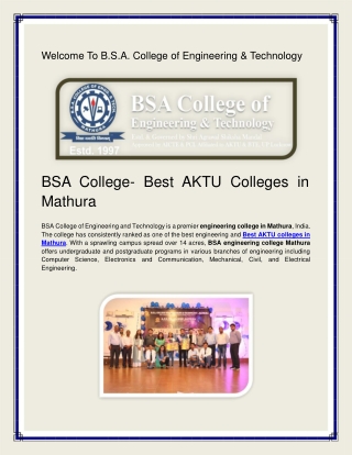 BSA College- Best AKTU Colleges in Mathura